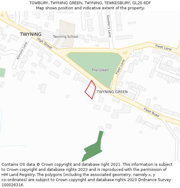 TOWBURY, TWYNING GREEN, TWYNING, TEWKESBURY, GL20 6DF: Location map and indicative extent of plot
