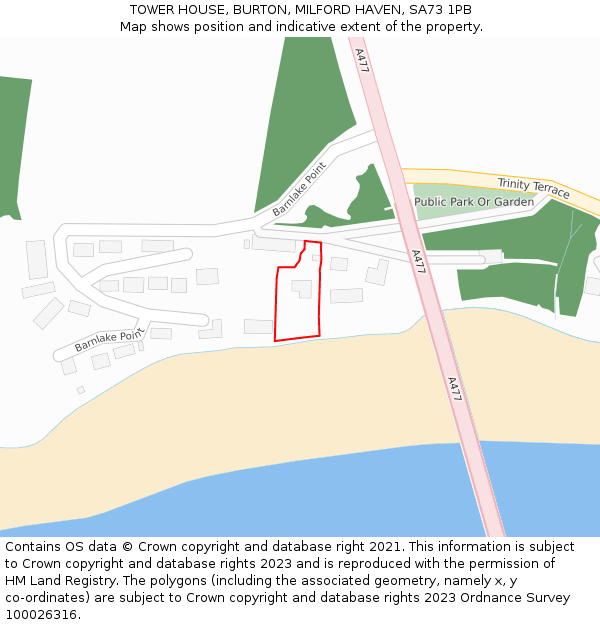 TOWER HOUSE, BURTON, MILFORD HAVEN, SA73 1PB: Location map and indicative extent of plot