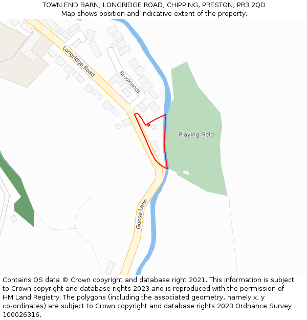 TOWN END BARN, LONGRIDGE ROAD, CHIPPING, PRESTON, PR3 2QD: Location map and indicative extent of plot