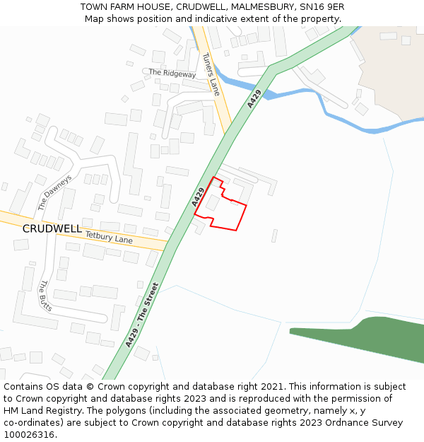 TOWN FARM HOUSE, CRUDWELL, MALMESBURY, SN16 9ER: Location map and indicative extent of plot