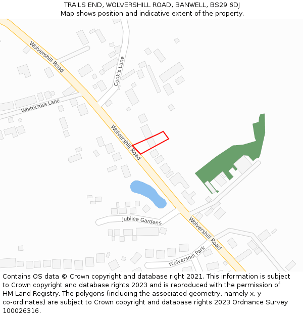 TRAILS END, WOLVERSHILL ROAD, BANWELL, BS29 6DJ: Location map and indicative extent of plot