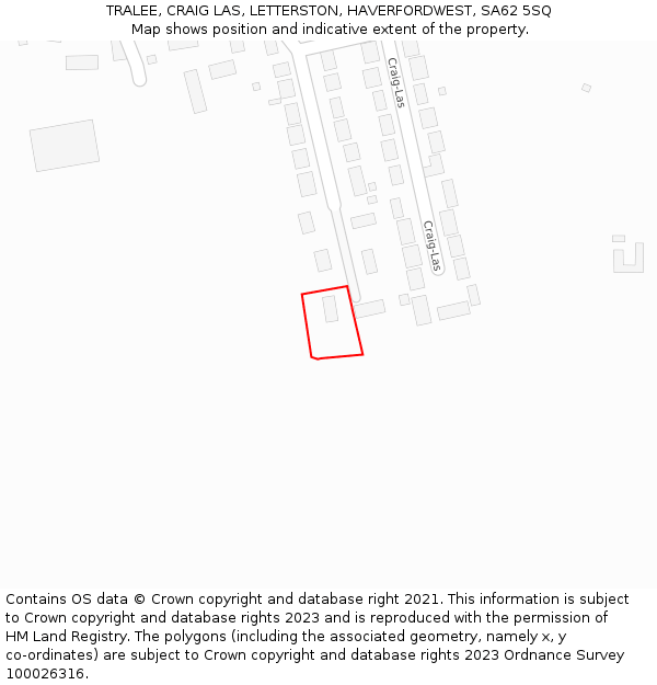 TRALEE, CRAIG LAS, LETTERSTON, HAVERFORDWEST, SA62 5SQ: Location map and indicative extent of plot