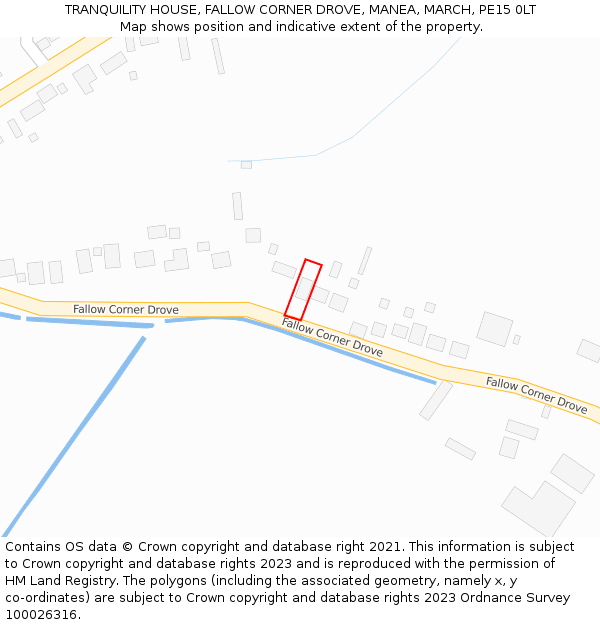 TRANQUILITY HOUSE, FALLOW CORNER DROVE, MANEA, MARCH, PE15 0LT: Location map and indicative extent of plot