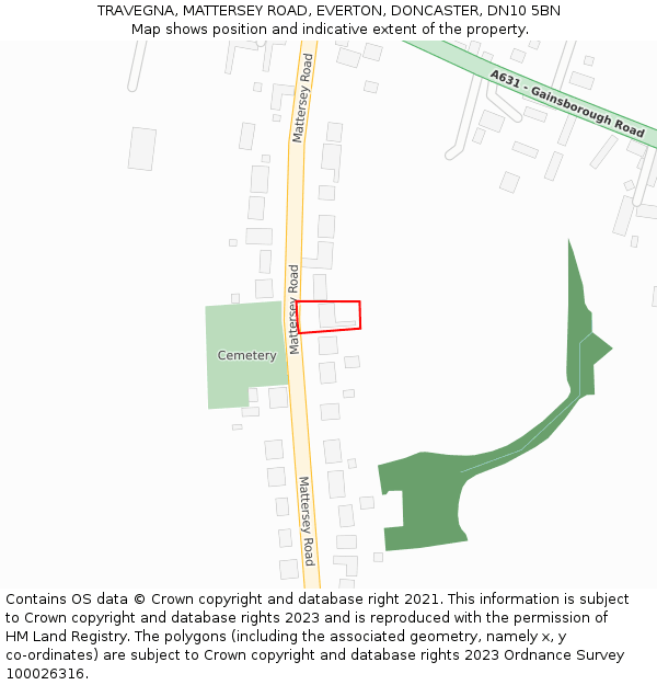 TRAVEGNA, MATTERSEY ROAD, EVERTON, DONCASTER, DN10 5BN: Location map and indicative extent of plot