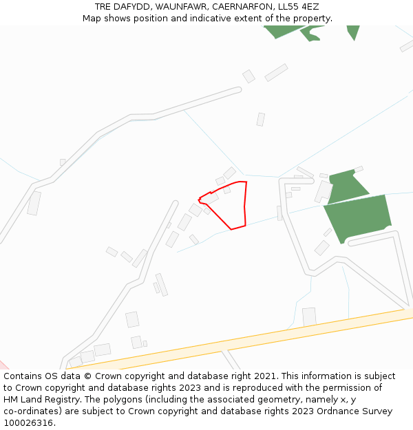 TRE DAFYDD, WAUNFAWR, CAERNARFON, LL55 4EZ: Location map and indicative extent of plot