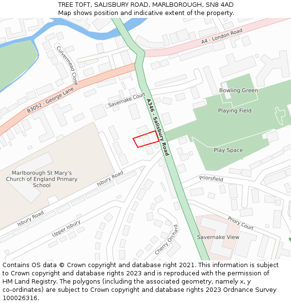 TREE TOFT, SALISBURY ROAD, MARLBOROUGH, SN8 4AD: Location map and indicative extent of plot