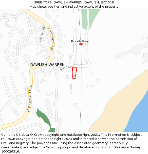 TREE TOPS, DAWLISH WARREN, DAWLISH, EX7 0NF: Location map and indicative extent of plot