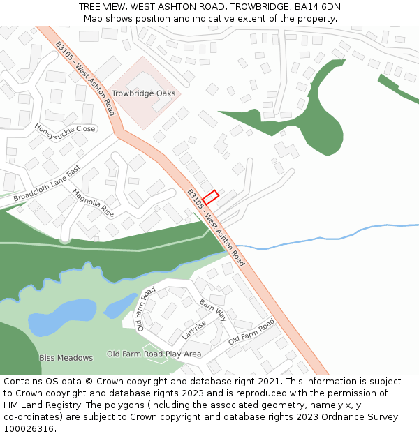 TREE VIEW, WEST ASHTON ROAD, TROWBRIDGE, BA14 6DN: Location map and indicative extent of plot