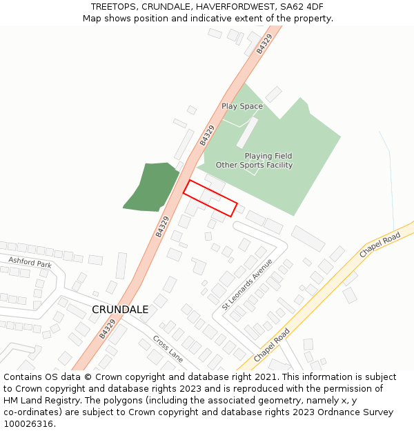 TREETOPS, CRUNDALE, HAVERFORDWEST, SA62 4DF: Location map and indicative extent of plot