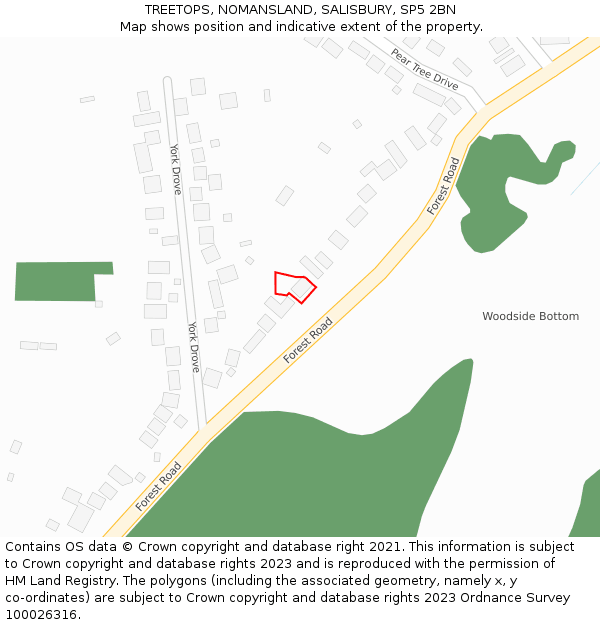 TREETOPS, NOMANSLAND, SALISBURY, SP5 2BN: Location map and indicative extent of plot