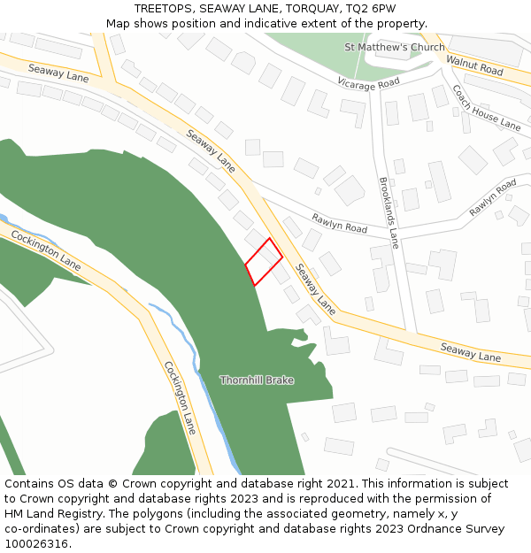 TREETOPS, SEAWAY LANE, TORQUAY, TQ2 6PW: Location map and indicative extent of plot