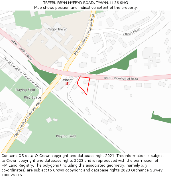 TREFRI, BRYN HYFRYD ROAD, TYWYN, LL36 9HG: Location map and indicative extent of plot