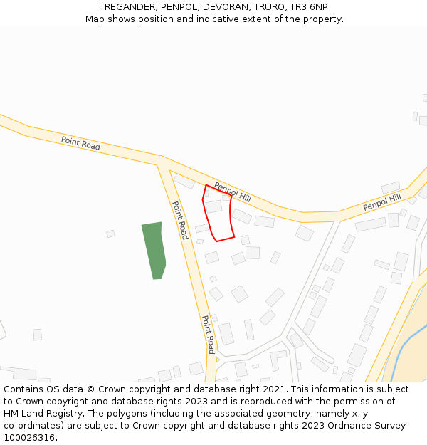 TREGANDER, PENPOL, DEVORAN, TRURO, TR3 6NP: Location map and indicative extent of plot