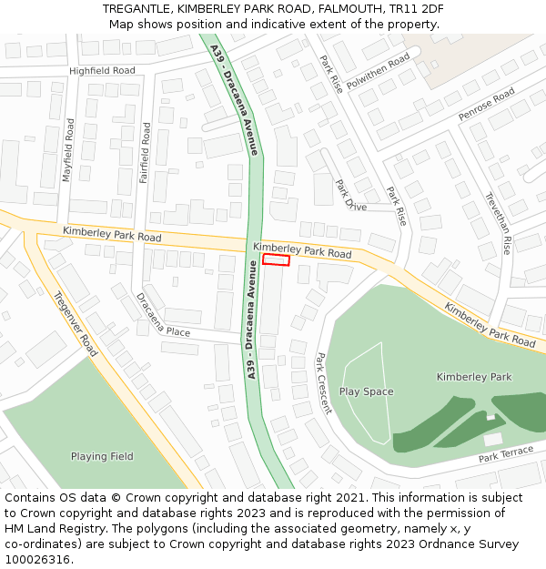 TREGANTLE, KIMBERLEY PARK ROAD, FALMOUTH, TR11 2DF: Location map and indicative extent of plot