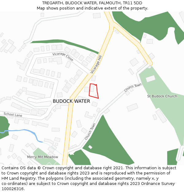 TREGARTH, BUDOCK WATER, FALMOUTH, TR11 5DD: Location map and indicative extent of plot