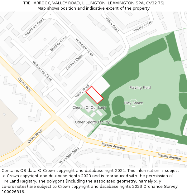 TREHARROCK, VALLEY ROAD, LILLINGTON, LEAMINGTON SPA, CV32 7SJ: Location map and indicative extent of plot