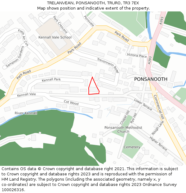 TRELANVEAN, PONSANOOTH, TRURO, TR3 7EX: Location map and indicative extent of plot