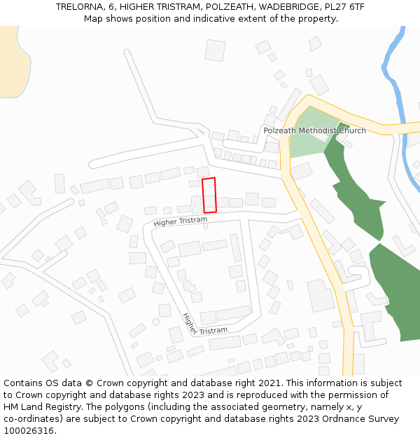 TRELORNA, 6, HIGHER TRISTRAM, POLZEATH, WADEBRIDGE, PL27 6TF: Location map and indicative extent of plot