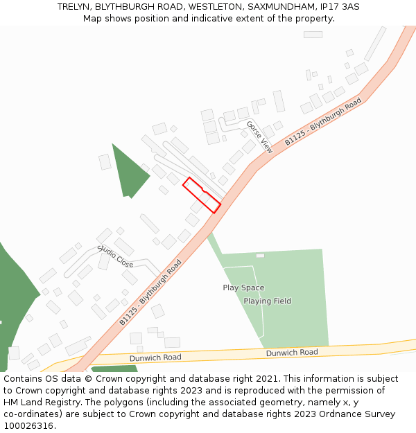 TRELYN, BLYTHBURGH ROAD, WESTLETON, SAXMUNDHAM, IP17 3AS: Location map and indicative extent of plot