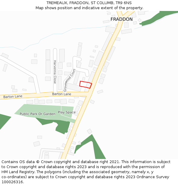 TREMEAUX, FRADDON, ST COLUMB, TR9 6NS: Location map and indicative extent of plot