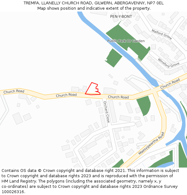 TREMFA, LLANELLY CHURCH ROAD, GILWERN, ABERGAVENNY, NP7 0EL: Location map and indicative extent of plot