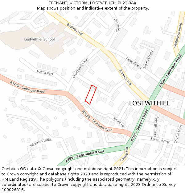 TRENANT, VICTORIA, LOSTWITHIEL, PL22 0AX: Location map and indicative extent of plot