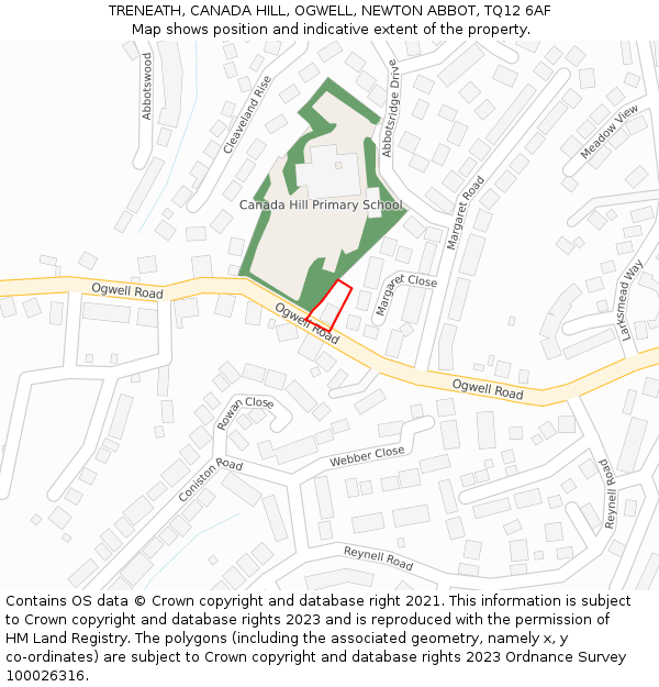 TRENEATH, CANADA HILL, OGWELL, NEWTON ABBOT, TQ12 6AF: Location map and indicative extent of plot