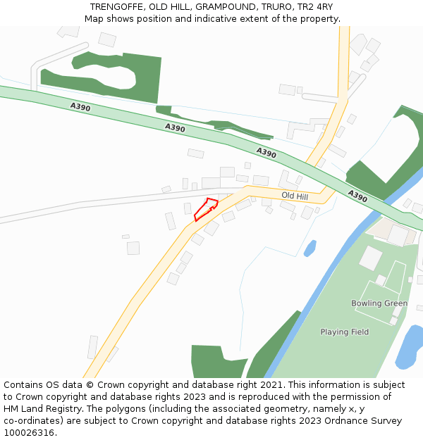 TRENGOFFE, OLD HILL, GRAMPOUND, TRURO, TR2 4RY: Location map and indicative extent of plot
