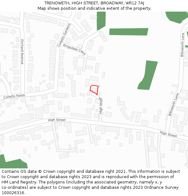 TRENOWETH, HIGH STREET, BROADWAY, WR12 7AJ: Location map and indicative extent of plot