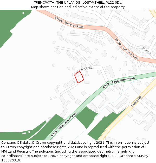 TRENOWYTH, THE UPLANDS, LOSTWITHIEL, PL22 0DU: Location map and indicative extent of plot
