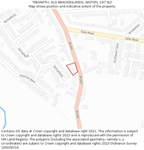 TRENWYTH, OLD BRACKENLANDS, WIGTON, CA7 9LF: Location map and indicative extent of plot