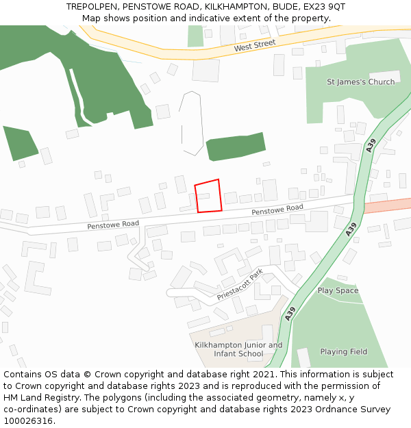 TREPOLPEN, PENSTOWE ROAD, KILKHAMPTON, BUDE, EX23 9QT: Location map and indicative extent of plot