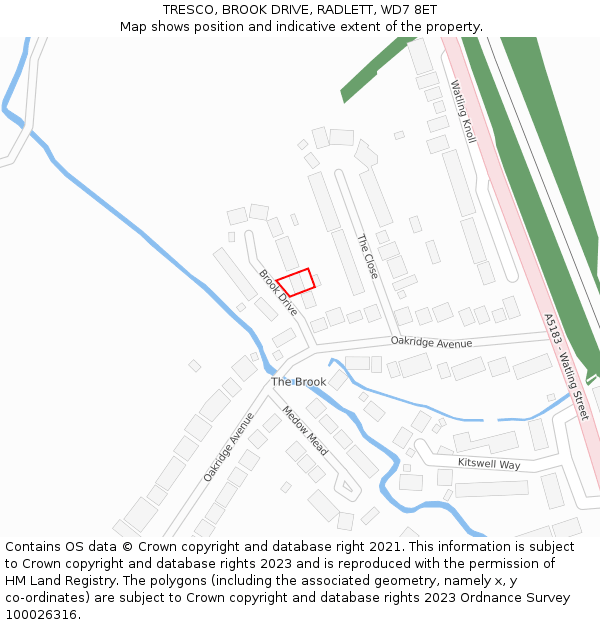 TRESCO, BROOK DRIVE, RADLETT, WD7 8ET: Location map and indicative extent of plot