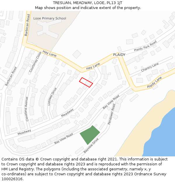 TRESUAN, MEADWAY, LOOE, PL13 1JT: Location map and indicative extent of plot