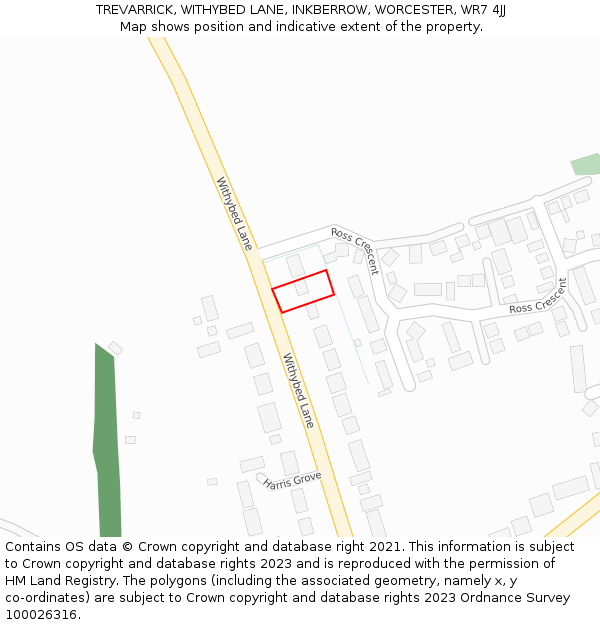 TREVARRICK, WITHYBED LANE, INKBERROW, WORCESTER, WR7 4JJ: Location map and indicative extent of plot