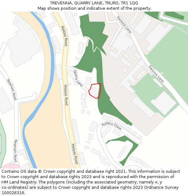 TREVENNA, QUARRY LANE, TRURO, TR1 1QQ: Location map and indicative extent of plot