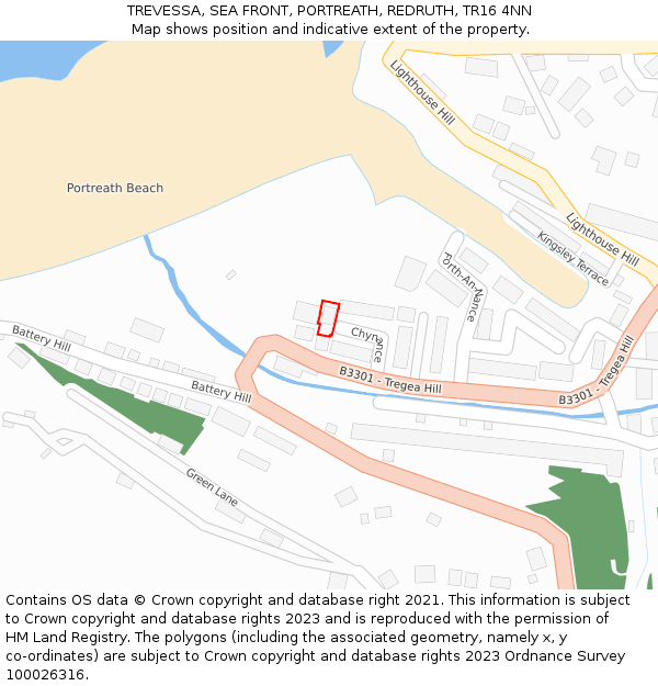 TREVESSA, SEA FRONT, PORTREATH, REDRUTH, TR16 4NN: Location map and indicative extent of plot