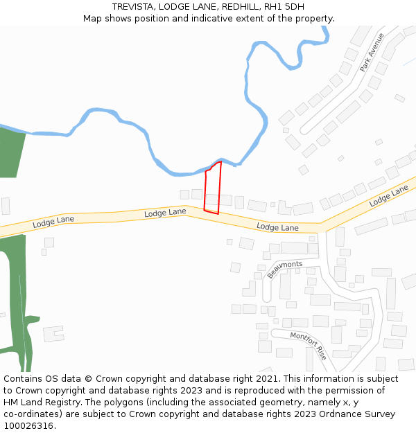 TREVISTA, LODGE LANE, REDHILL, RH1 5DH: Location map and indicative extent of plot