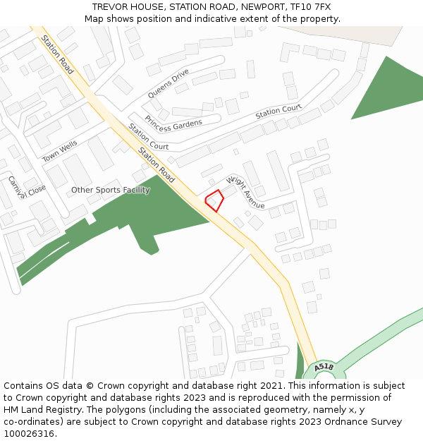 TREVOR HOUSE, STATION ROAD, NEWPORT, TF10 7FX: Location map and indicative extent of plot