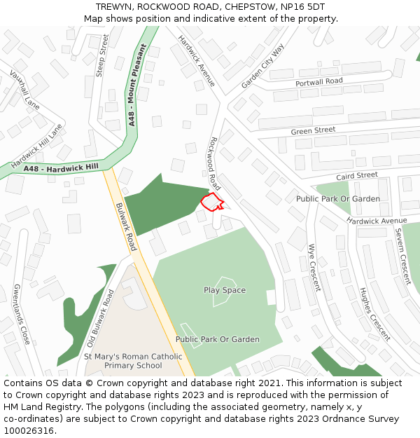 TREWYN, ROCKWOOD ROAD, CHEPSTOW, NP16 5DT: Location map and indicative extent of plot