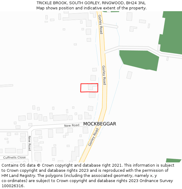 TRICKLE BROOK, SOUTH GORLEY, RINGWOOD, BH24 3NL: Location map and indicative extent of plot