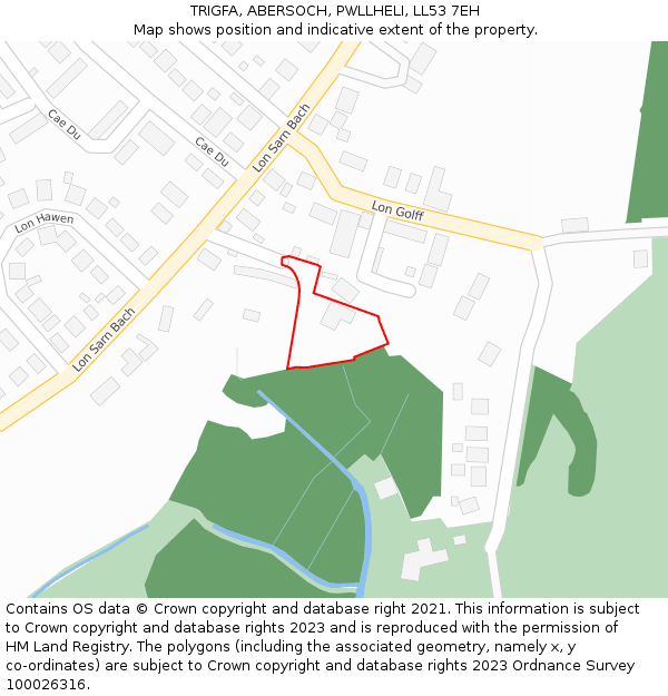TRIGFA, ABERSOCH, PWLLHELI, LL53 7EH: Location map and indicative extent of plot