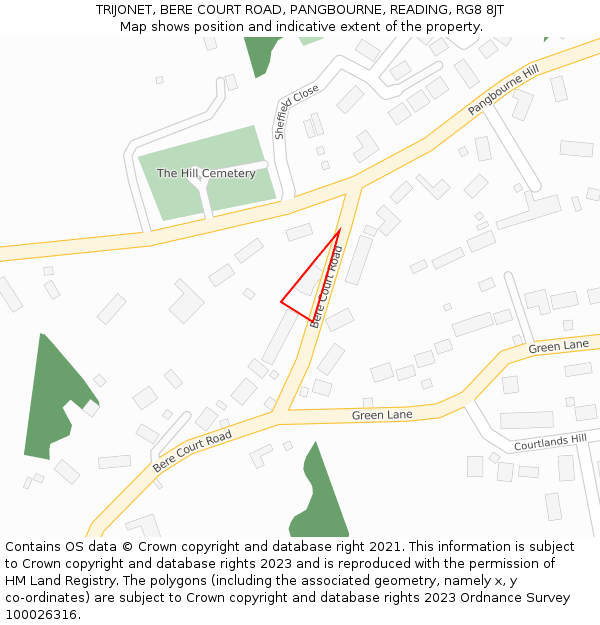 TRIJONET, BERE COURT ROAD, PANGBOURNE, READING, RG8 8JT: Location map and indicative extent of plot