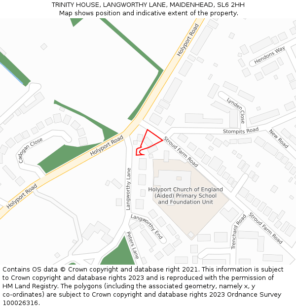 TRINITY HOUSE, LANGWORTHY LANE, MAIDENHEAD, SL6 2HH: Location map and indicative extent of plot