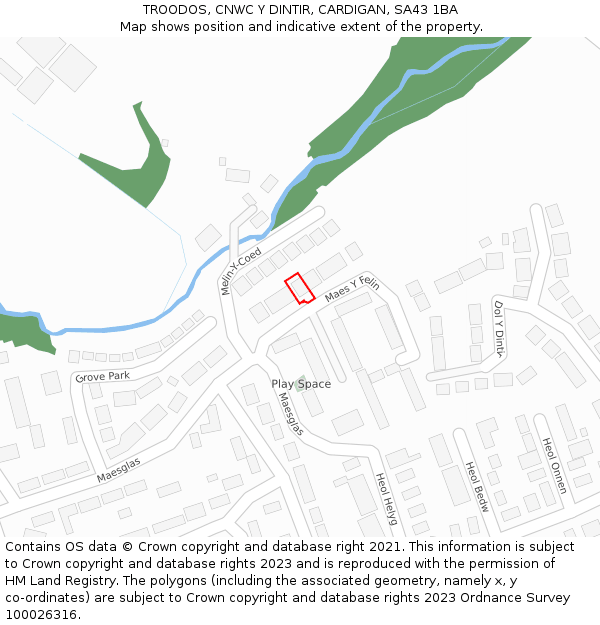 TROODOS, CNWC Y DINTIR, CARDIGAN, SA43 1BA: Location map and indicative extent of plot