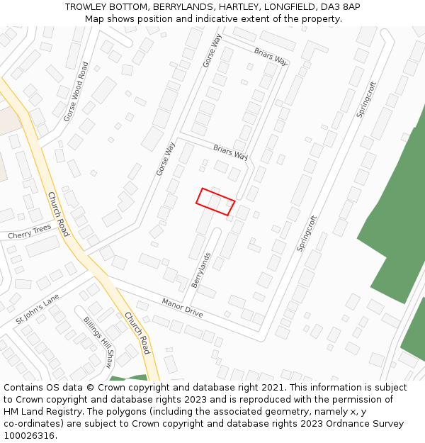 TROWLEY BOTTOM, BERRYLANDS, HARTLEY, LONGFIELD, DA3 8AP: Location map and indicative extent of plot