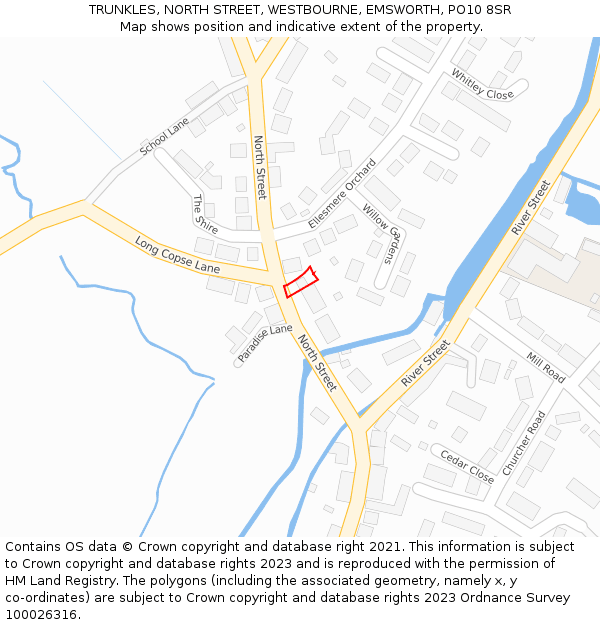 TRUNKLES, NORTH STREET, WESTBOURNE, EMSWORTH, PO10 8SR: Location map and indicative extent of plot