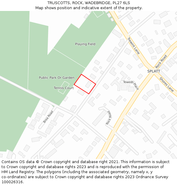 TRUSCOTTS, ROCK, WADEBRIDGE, PL27 6LS: Location map and indicative extent of plot