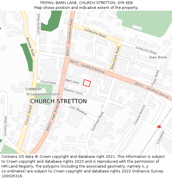 TRYFAN, BARN LANE, CHURCH STRETTON, SY6 6EB: Location map and indicative extent of plot