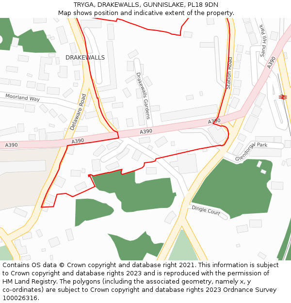 TRYGA, DRAKEWALLS, GUNNISLAKE, PL18 9DN: Location map and indicative extent of plot